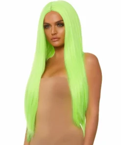 Tomfoolery 33" Long Straight Center Part Wig - Neon Green Wigsc