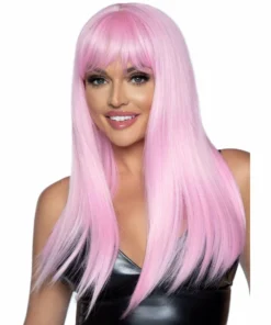 Tomfoolery 24" Long Straight Wig With Fringe - Pink