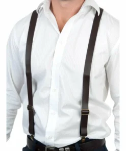 Tomfoolery Suspenders & Ties Braces Leather Look - Brown