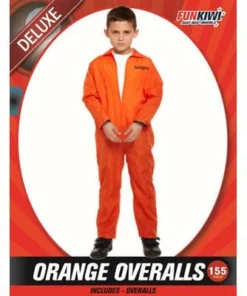 Allen Trading Occupations & Uniforms Orange Overalls Teen Costume