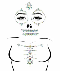 Tomfoolery Skeleton Rhinestone Stick-On Face Jewels Halloweenc