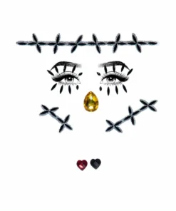 Tomfoolery Stitches Scarecrow Rhinestone Stick-On Face Jewels Halloweenc