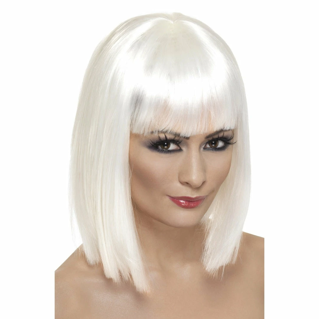 Smiffys Short White Blunt Glam Wig 1920's 3 Smiffys Short White Blunt Glam Wig 1920's