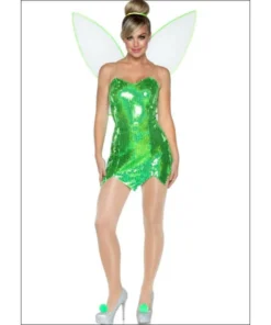 Tomfoolery Green Fairy Dress Set With Wings Ladies Costume