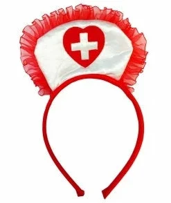 Swedia's Nurse Headband - White With Red Heart And Cross