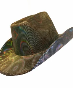 Swedia's Silver Holographic Cowboy Hat Accessoriesc