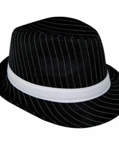 Swedia's Pinstripe Black And White Gangster Hat Accessoriesc