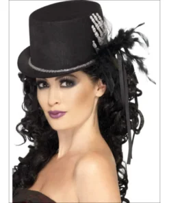 Smiffys Hats & Headwear Halloween Top Hat With Skeleton Hand - Ladies