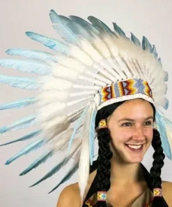 Interalia Group Light Blue And White Feather Headdress Festival & Pride
