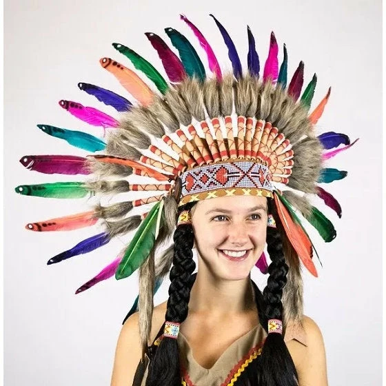 Interalia Group Native American Headdress - Small Rainbow Festival & Pride 3 Interalia Group Native American Headdress - Small Rainbow Festival & Pride