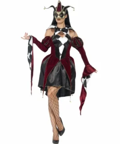 Smiffys Gothic Harlequin Jester Costume - Ladies Ladiesc