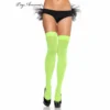 Tomfoolery Neon Green Opaque Thigh Highs - Leg Avenue