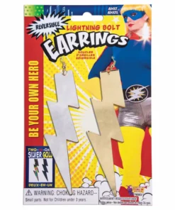 Forum Novelties 1980's Lightning Bolt Earrings In Gold & Silver