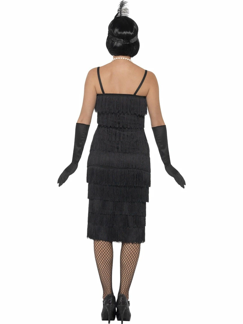 Smiffys Long Black Flapper Dress 5 Smiffys Long Black Flapper Dress