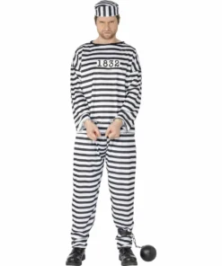 Smiffys Black And White Convict Costume Mensc