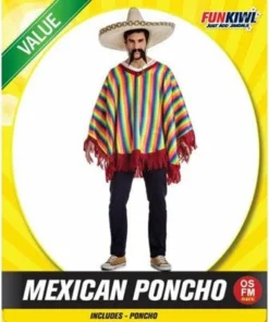 Allen Trading Around The World Mexican Poncho - Striped