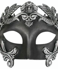 Tomfoolery Masks NICHOLAS Roman Black & Silver Eye Mask