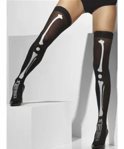 Smiffys Skeleton Print Thigh High Stockings