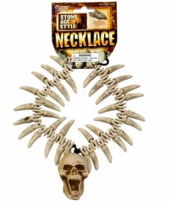 Tomfoolery Stone Age Style Necklace - Skulls And Teeth Halloweenc