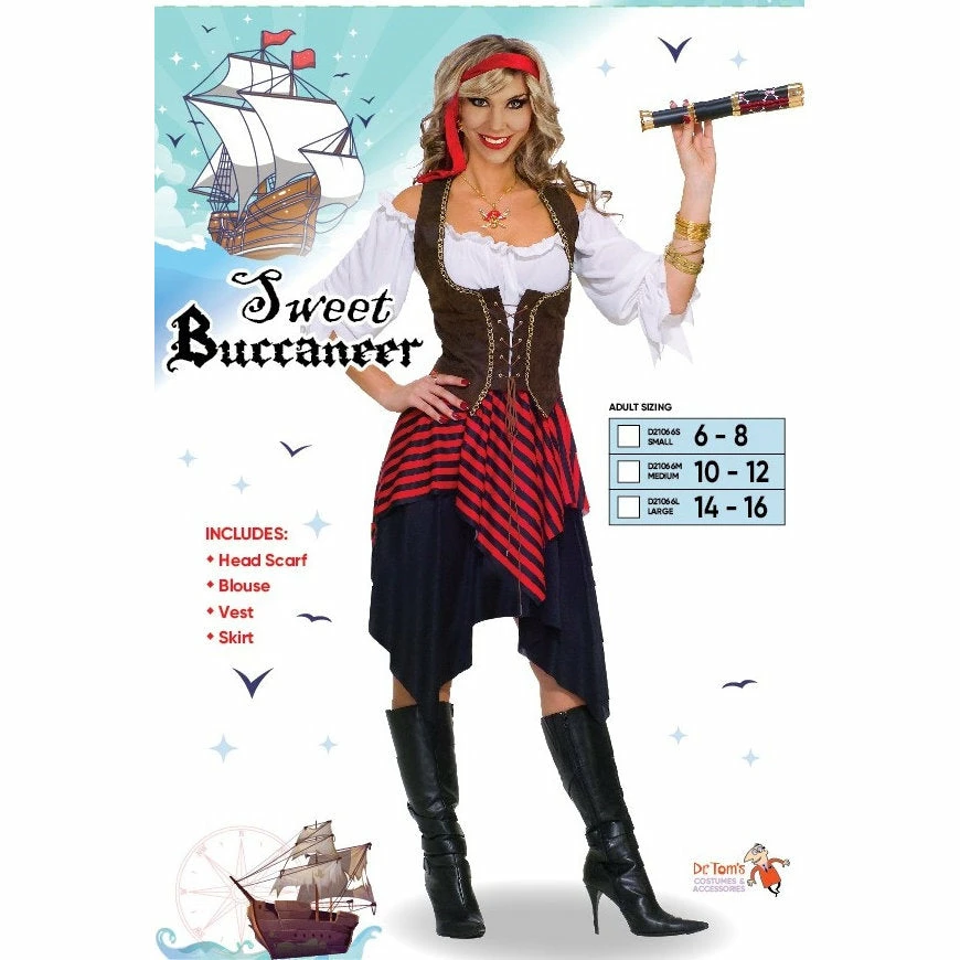 Tomfoolery Sweet Pirate Buccaneer Ladies Costume Ladiesc 3 Tomfoolery Sweet Pirate Buccaneer Ladies Costume Ladiesc