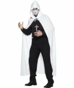 Smiffys Hooded Cape-White Medieval & Historical