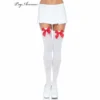 Tomfoolery White Thigh Highs With Red Bow Oktoberfest