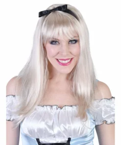 Tomfoolery Alice Long Blonde Wig With Fringe Wigsc