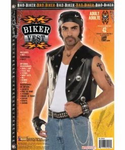 Forum Novelties Black Biker Vest With Studs Mensc