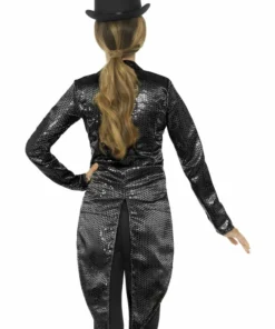 Smiffys Black Sequin Tailcoat Jacket