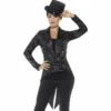 Smiffys Black Sequin Tailcoat Jacket