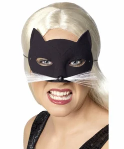 Smiffys Black Cat Mask With Whiskers Animals Accessories