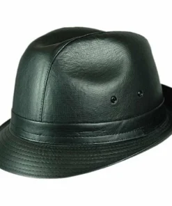 Trademart Black Leather Look Fedora-Adult