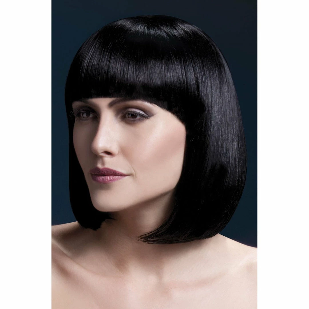Smiffys Black Long Bob Fever Wig - Elise Wigsc 3 Smiffys Black Long Bob Fever Wig - Elise Wigsc