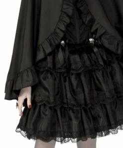 Rubie's Deerfield Black Satin Cape With Frill Trim - Adult Ladiesc