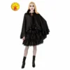 Rubie's Deerfield Black Satin Cape With Frill Trim - Adult Ladiesc