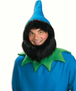 Forum Novelties Elf Hat With Beard - Brown & Blue Hats & Headwear