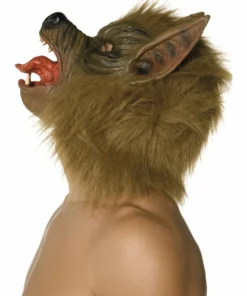 Smiffys Wolf Mask - Brown Overhead With Fur Fairytales & Storybook