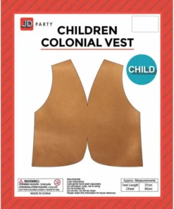 JD Party Boys Costumes Childrens Colonial Vest -Light Brown