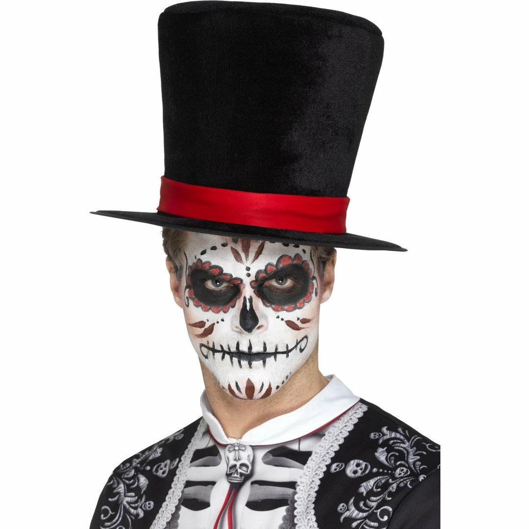 Smiffys Day Of The Dead Black Top Hat Hats & Headwear 3 Smiffys Day Of The Dead Black Top Hat Hats & Headwear