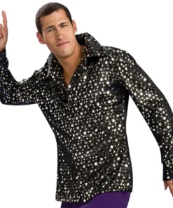 Rubie's Deerfield 70s Disco Shirt - Silver Stars - Adult Mensc