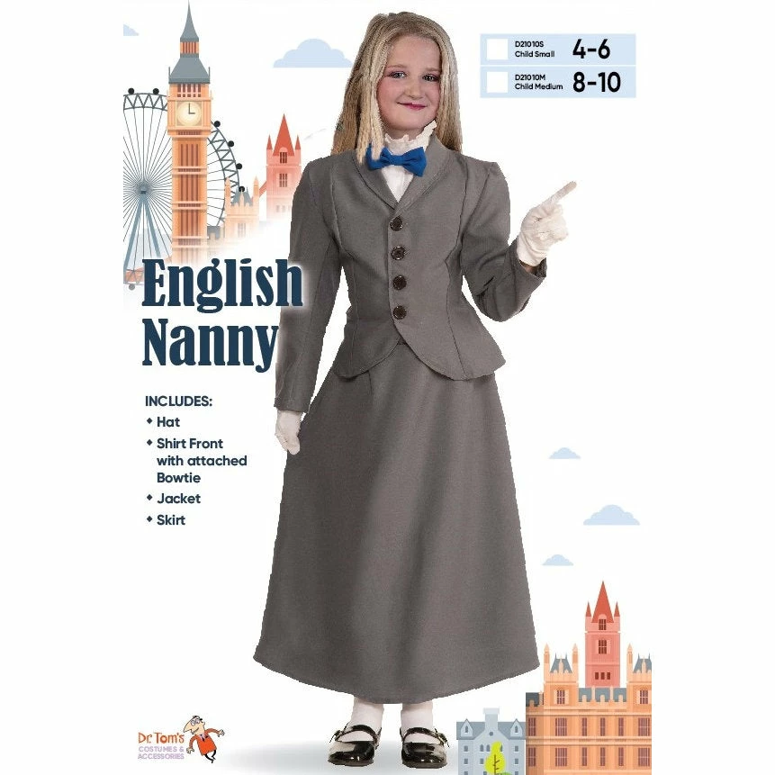 Tomfoolery Girls Costumes English Nanny - Girls - Dr Toms 3 Tomfoolery Girls Costumes English Nanny - Girls - Dr Toms