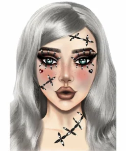 Tomfoolery Stitches Scarecrow Rhinestone Stick-On Face Jewels Halloweenc