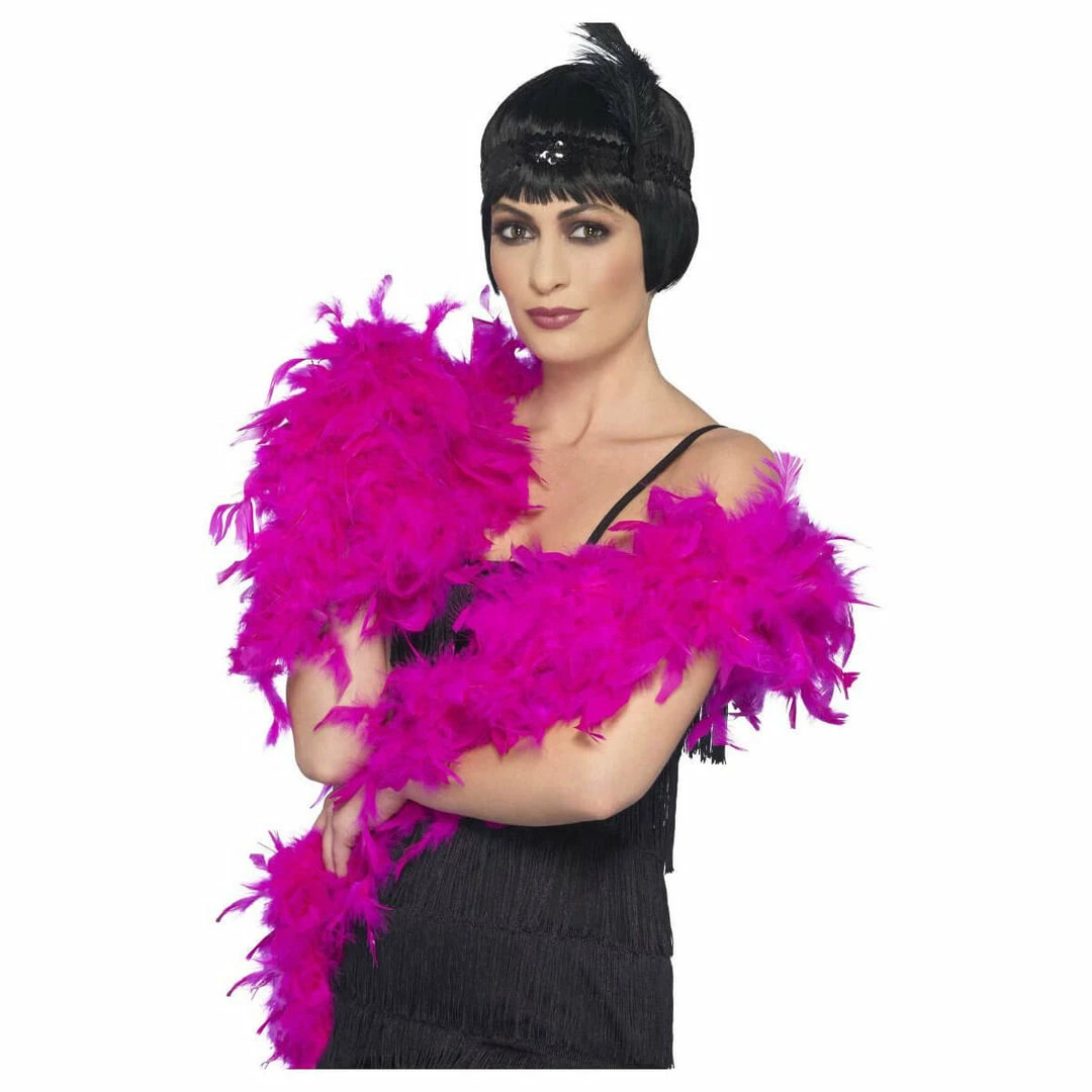 1920's Fuchsia Deluxe Feather Boa - Smiffys 3 1920's Fuchsia Deluxe Feather Boa - Smiffys