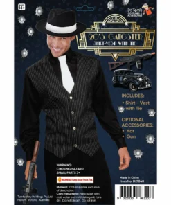 Tomfoolery Mensc Gangster Shirt Vest & Tie Kit - Dr Toms