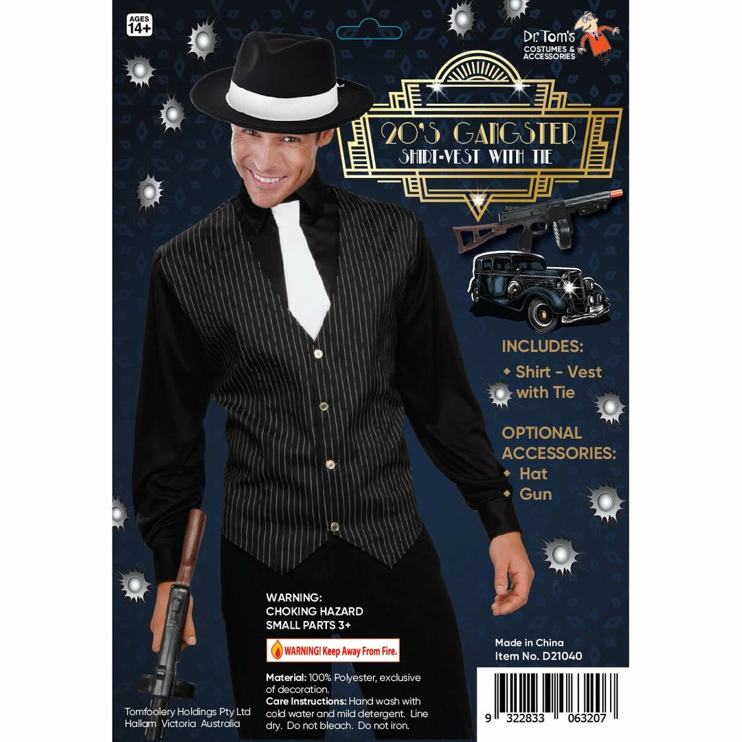 Tomfoolery Mensc Gangster Shirt Vest & Tie Kit - Dr Toms 3 Tomfoolery Mensc Gangster Shirt Vest & Tie Kit - Dr Toms