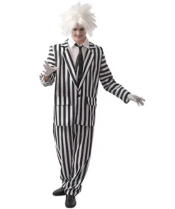 Swedia's Mensc Ghost Black & White Striped Men's Halloween Costume