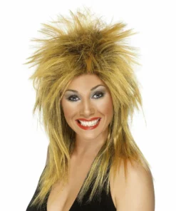 Smiffys Ginger And Black Mullet Rock Diva Wig