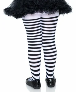 Tomfoolery Girls Stripe Tights Black & White Accessories
