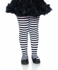Tomfoolery Girls Stripe Tights Black & White Accessories