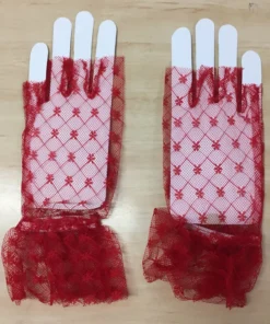 Interalia Group Gloves - Red Lace Fingerless 1980's